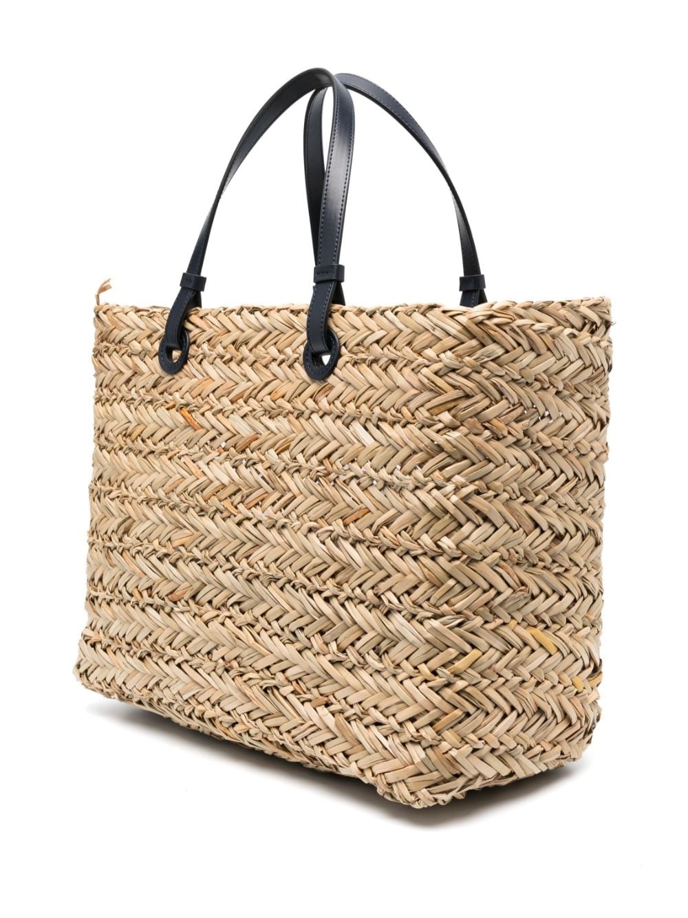 logo-patch woven-raffia tote beg - 4