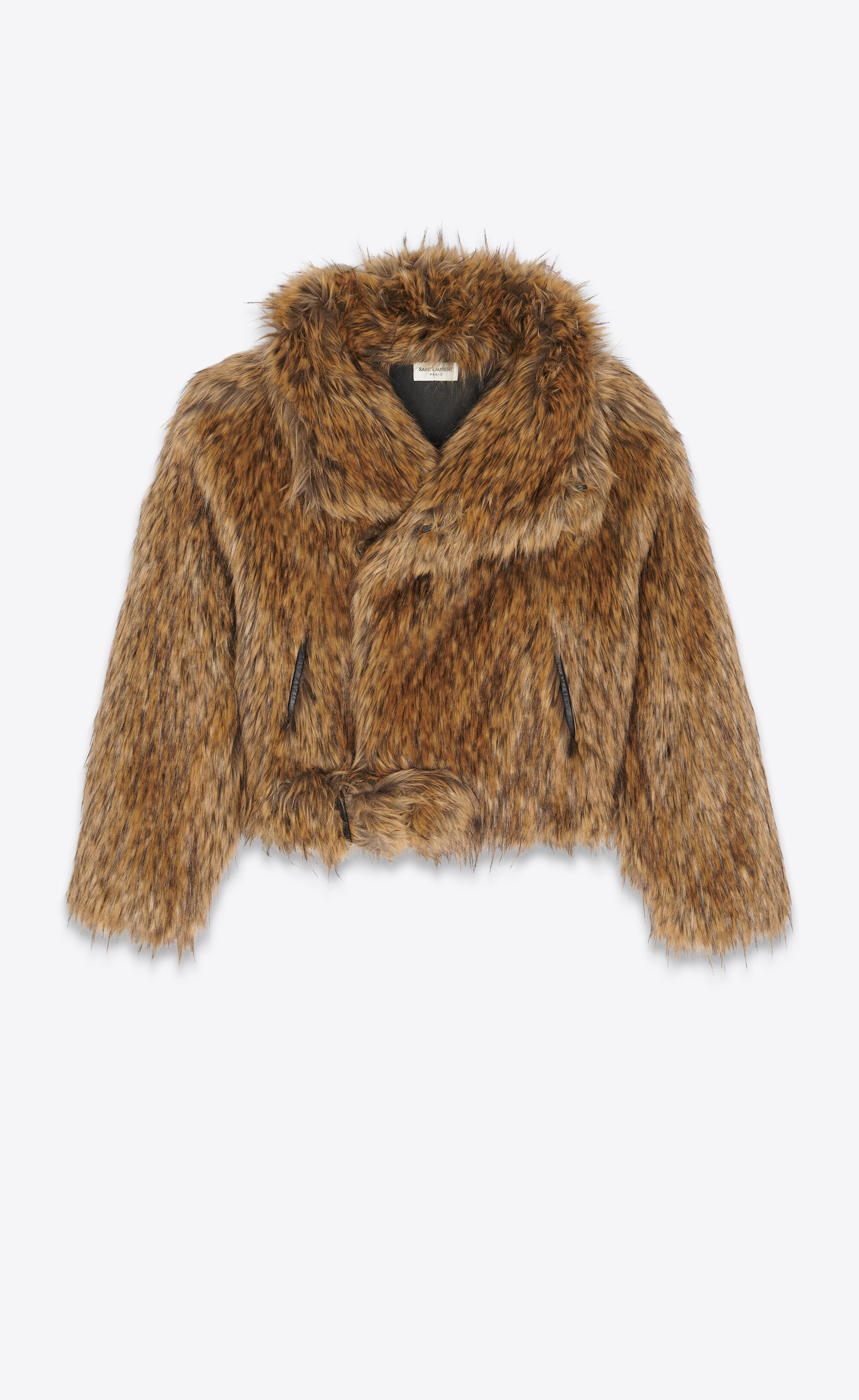 asymmetrical jacket in animal-free fur - 1
