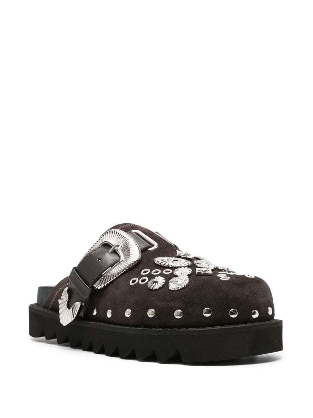 eyelet-detailing leather mules - 2