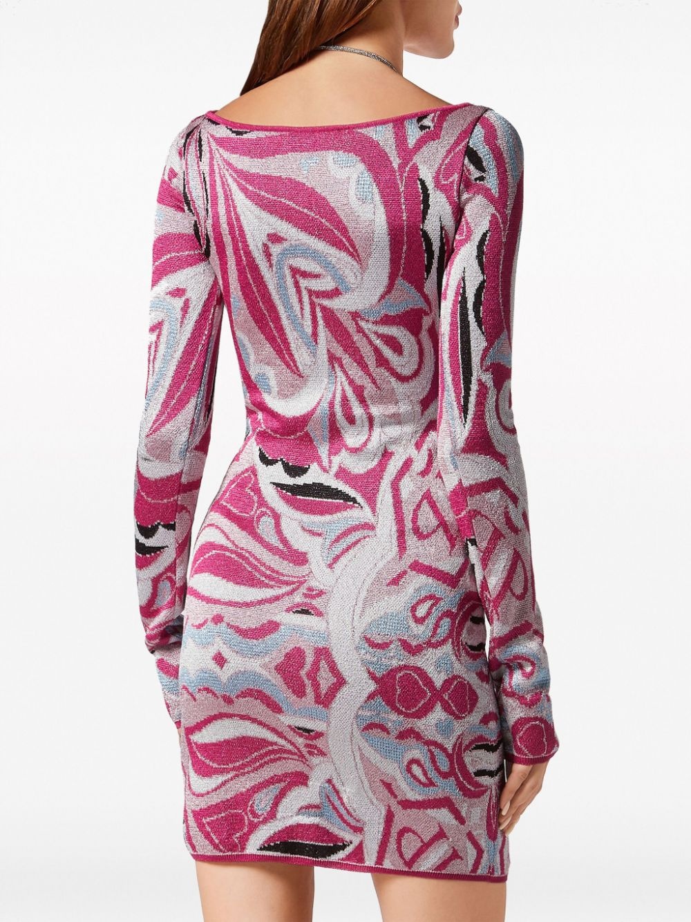 intarsia-knit crystal-stripe minidress - 4