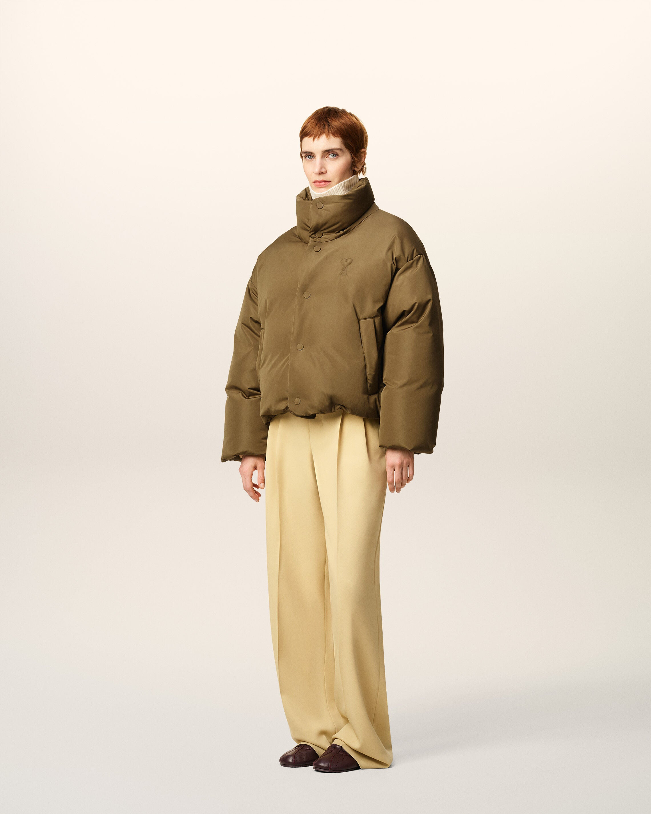 GREEN TAFFETAS  AMI DE COEUR DOWN JACKET - 6