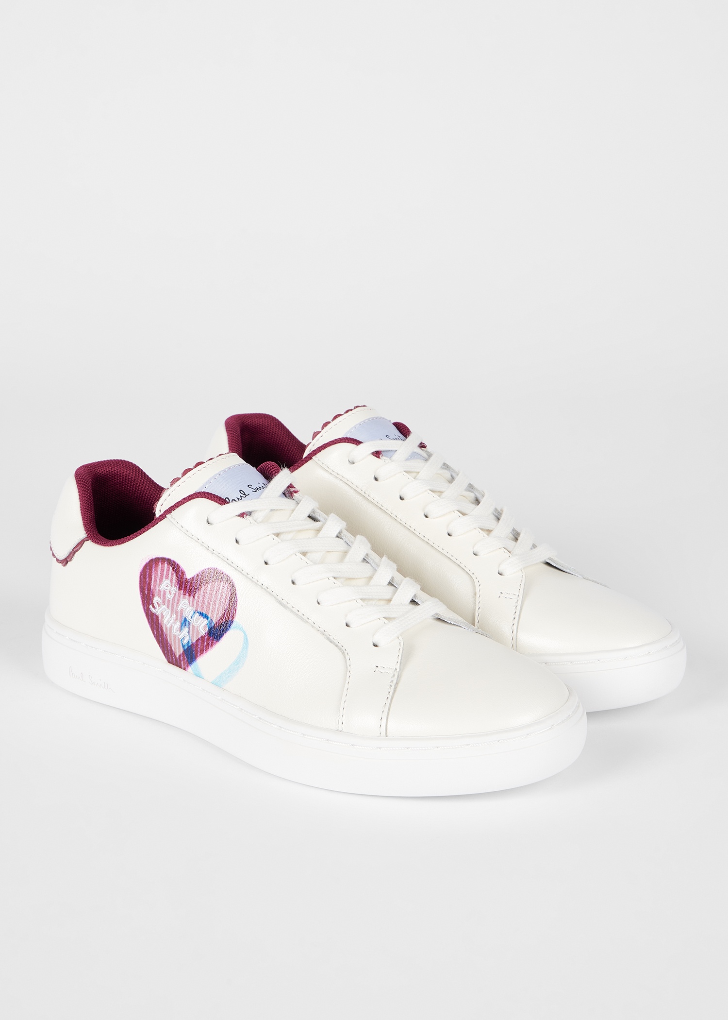 Women's White Leather 'Scribble Heart' 'Lapin' Trainers - 3