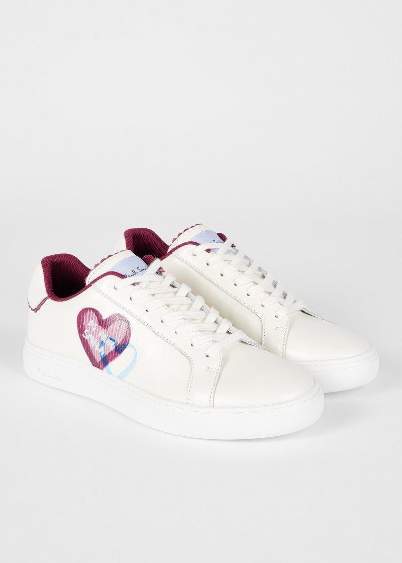 Women's White Leather 'Scribble Heart' 'Lapin' Trainers 3