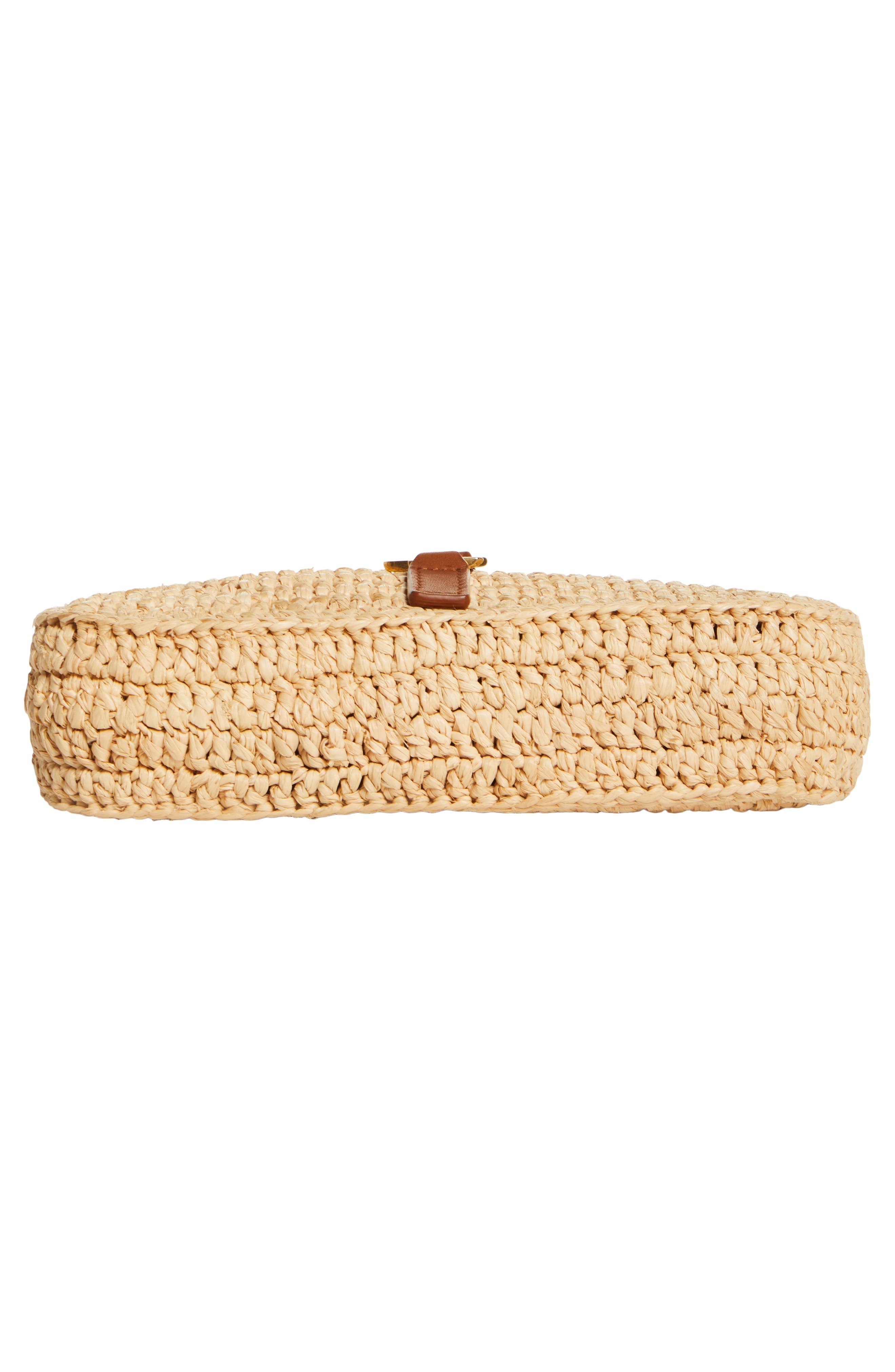 Saint Laurent Mini Le 5 à 7 Raffia Hobo in Natural/Brick at Nordstrom - 6