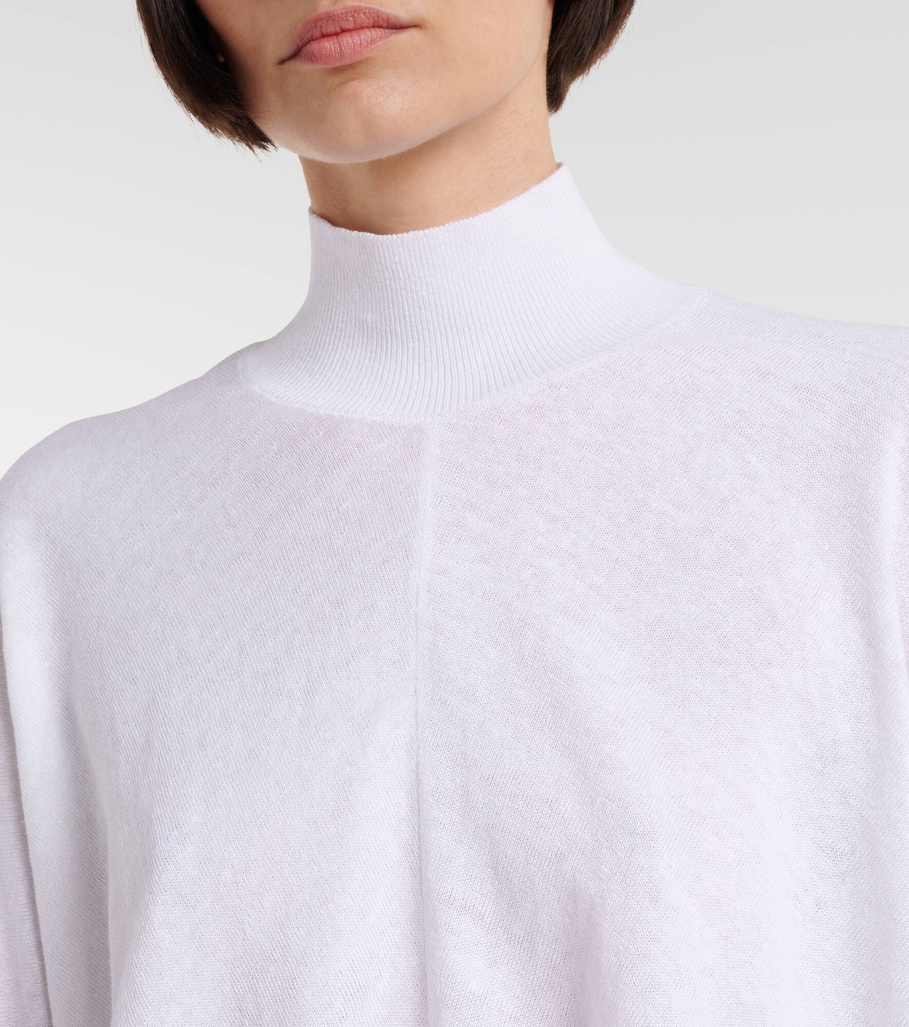 Cropped linen turtleneck sweater - 4