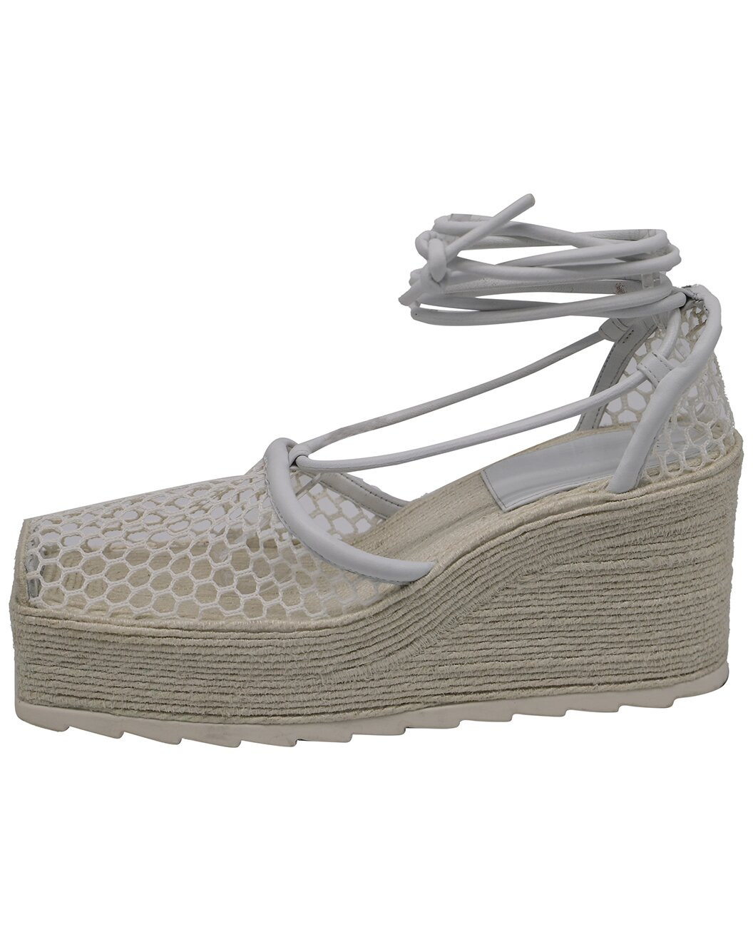 Bottega Veneta Women's Leather Stretch Lace-Up Wedge Espadrille (Authentic
Pre-Loved) - 2