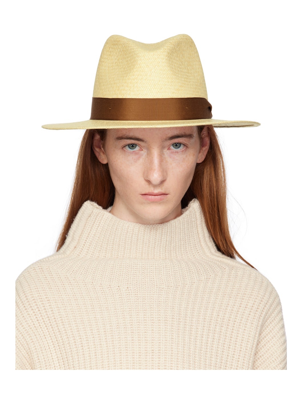 Beige Trim Panama Hat - 1