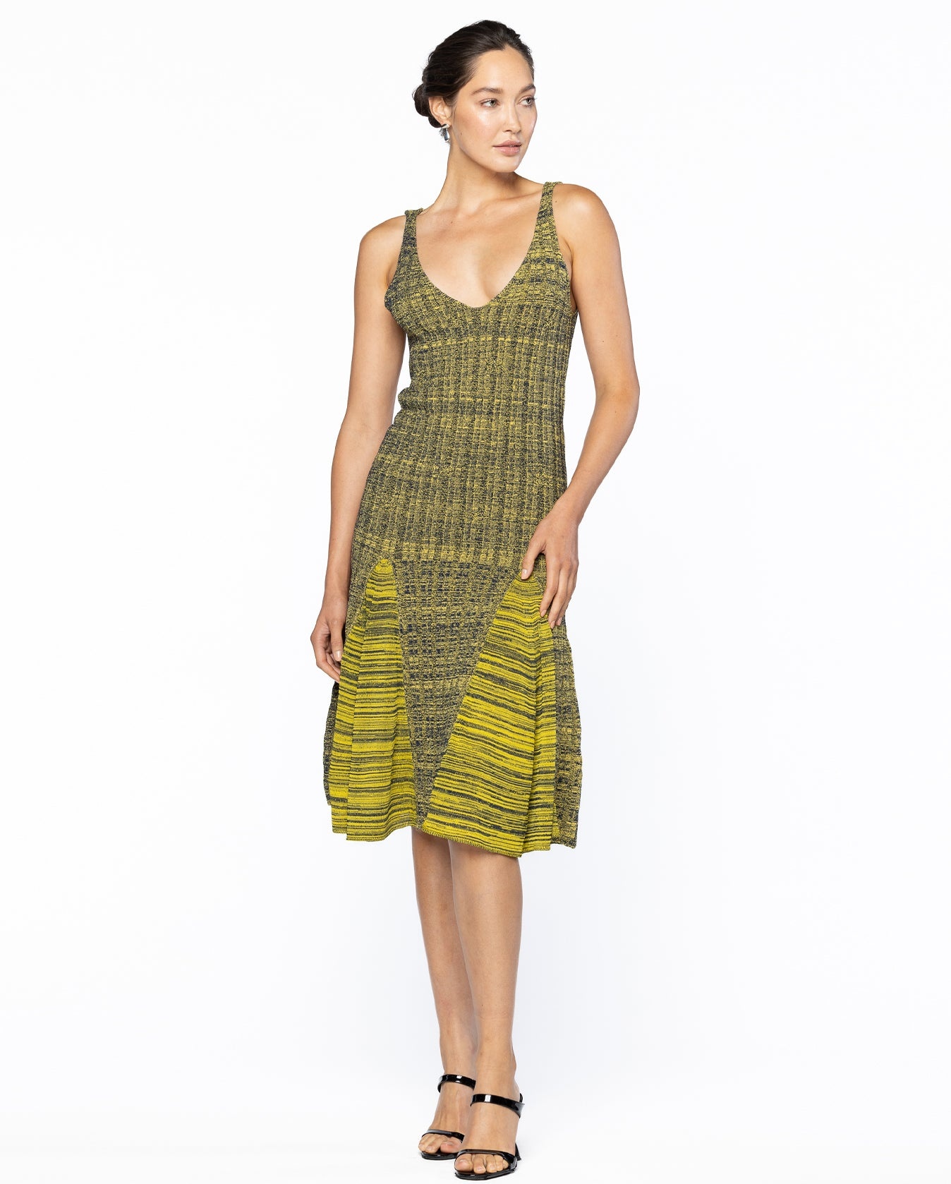 Soar Godet Dress - Yellow & Navy - 1