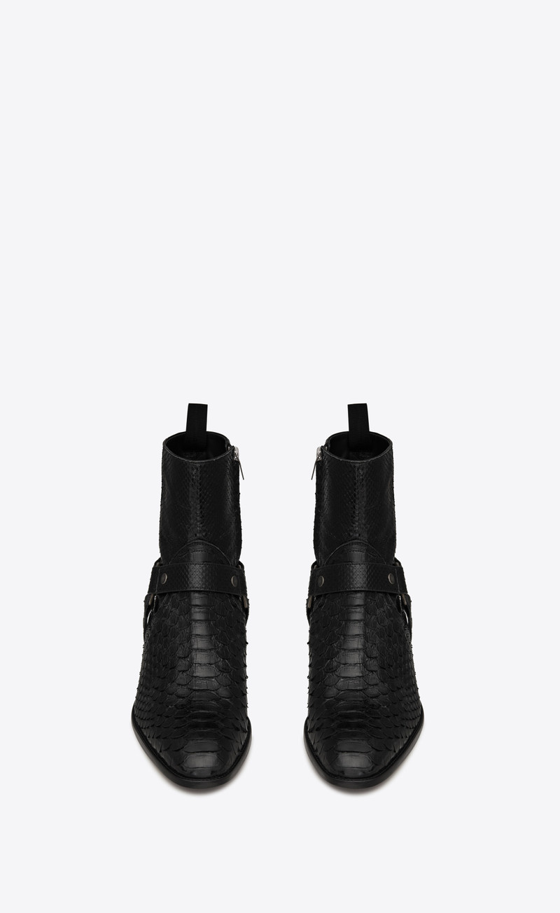 SAINT LAURENT wyatt harness boots in lacquered python outlook