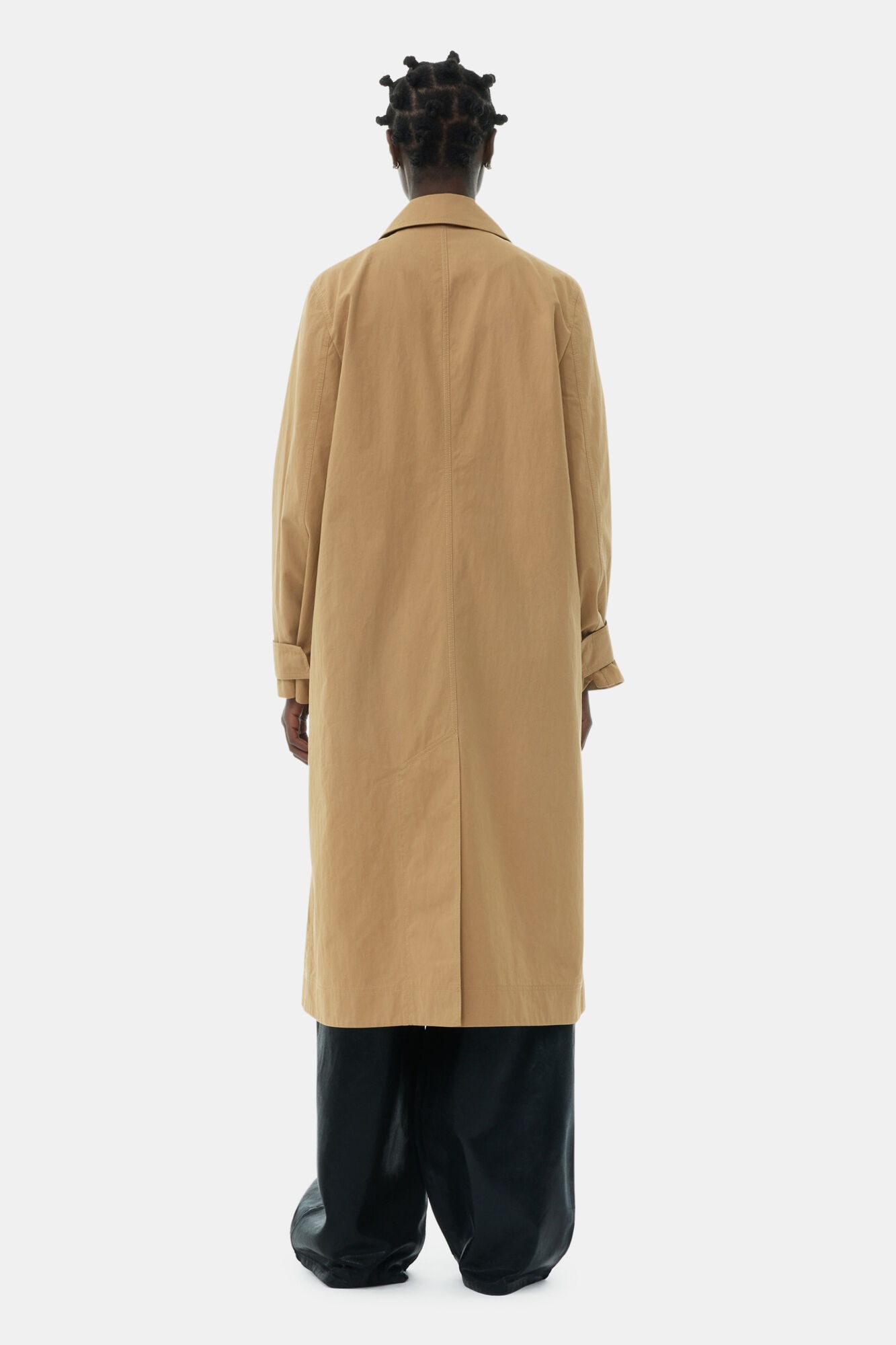 BEIGE COTTON TWILL BUCKLE COAT - 5