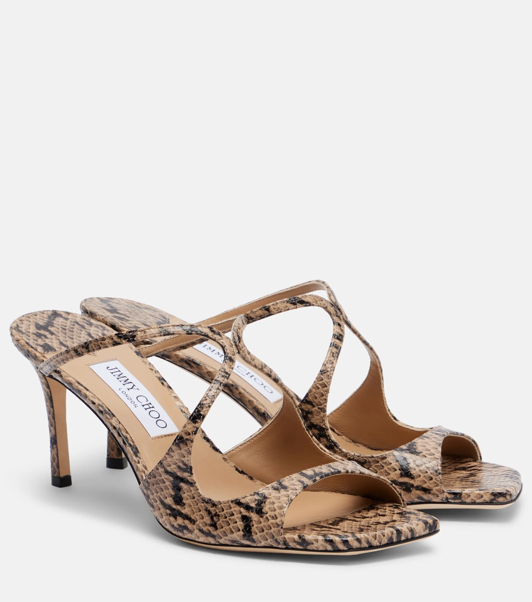 Anise snake-effect leather mules - 1