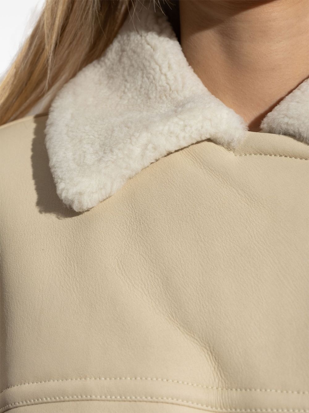 double-breasted shearling jacket - 5