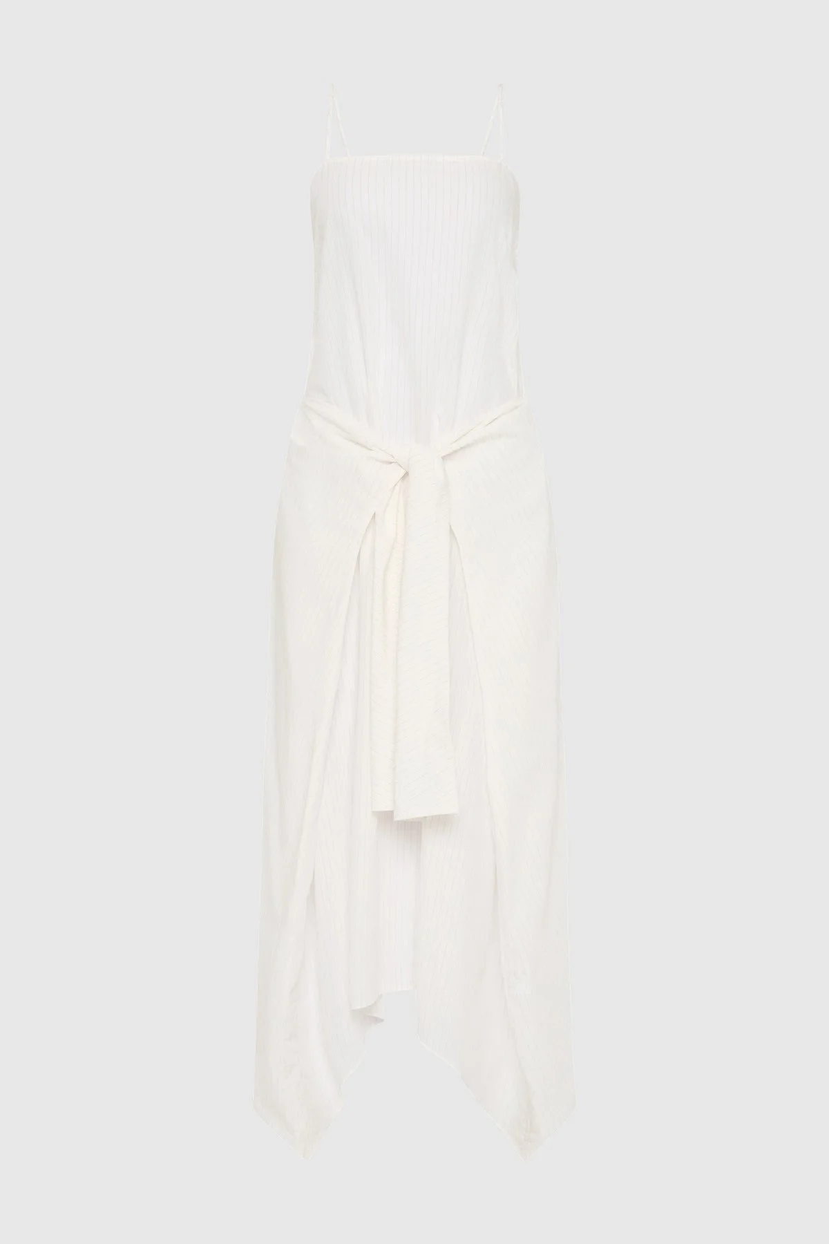 Pinstripe Relaxed Cocoon Dress - White - 1