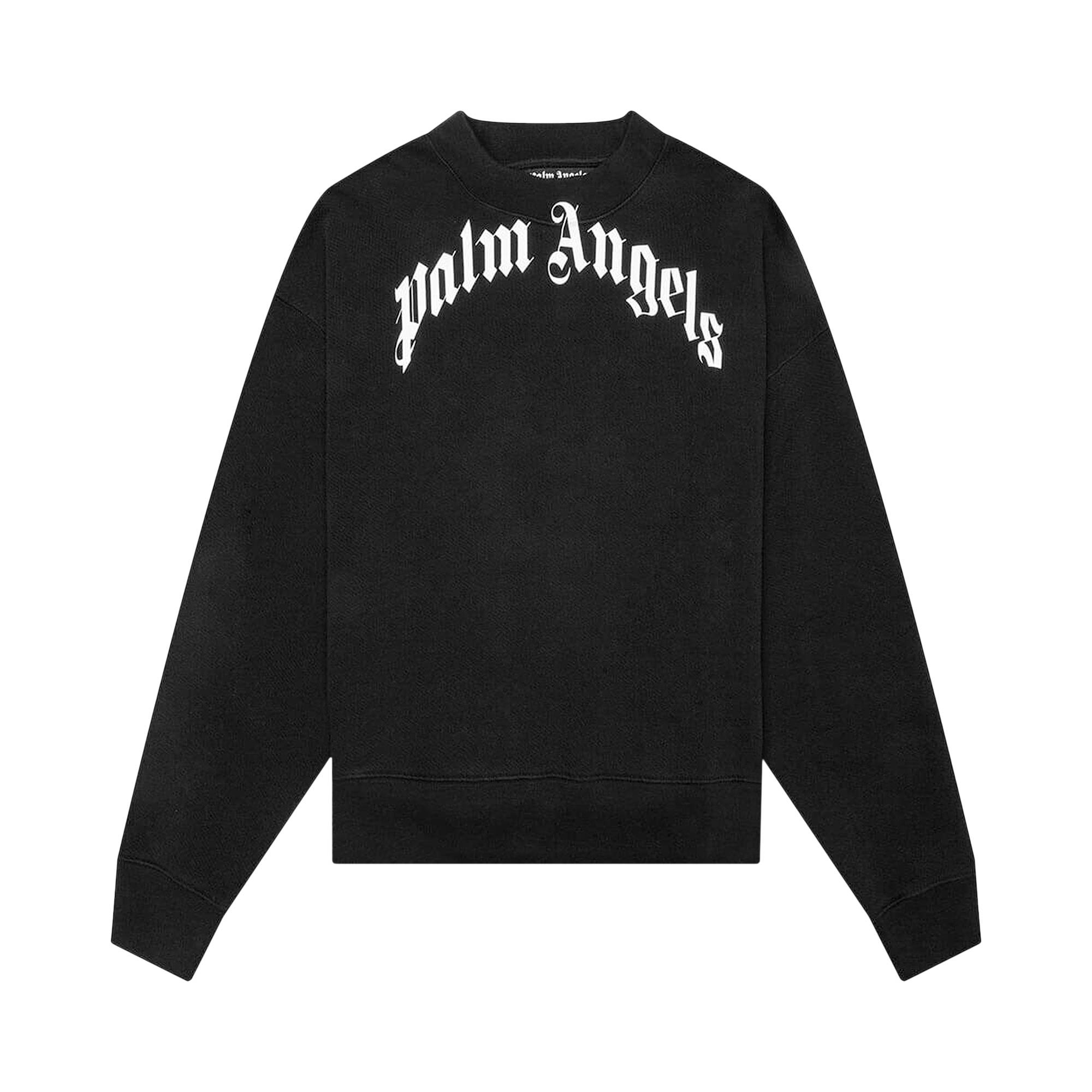 Palm Angels Curved Logo Crew 'Black/White' - 1
