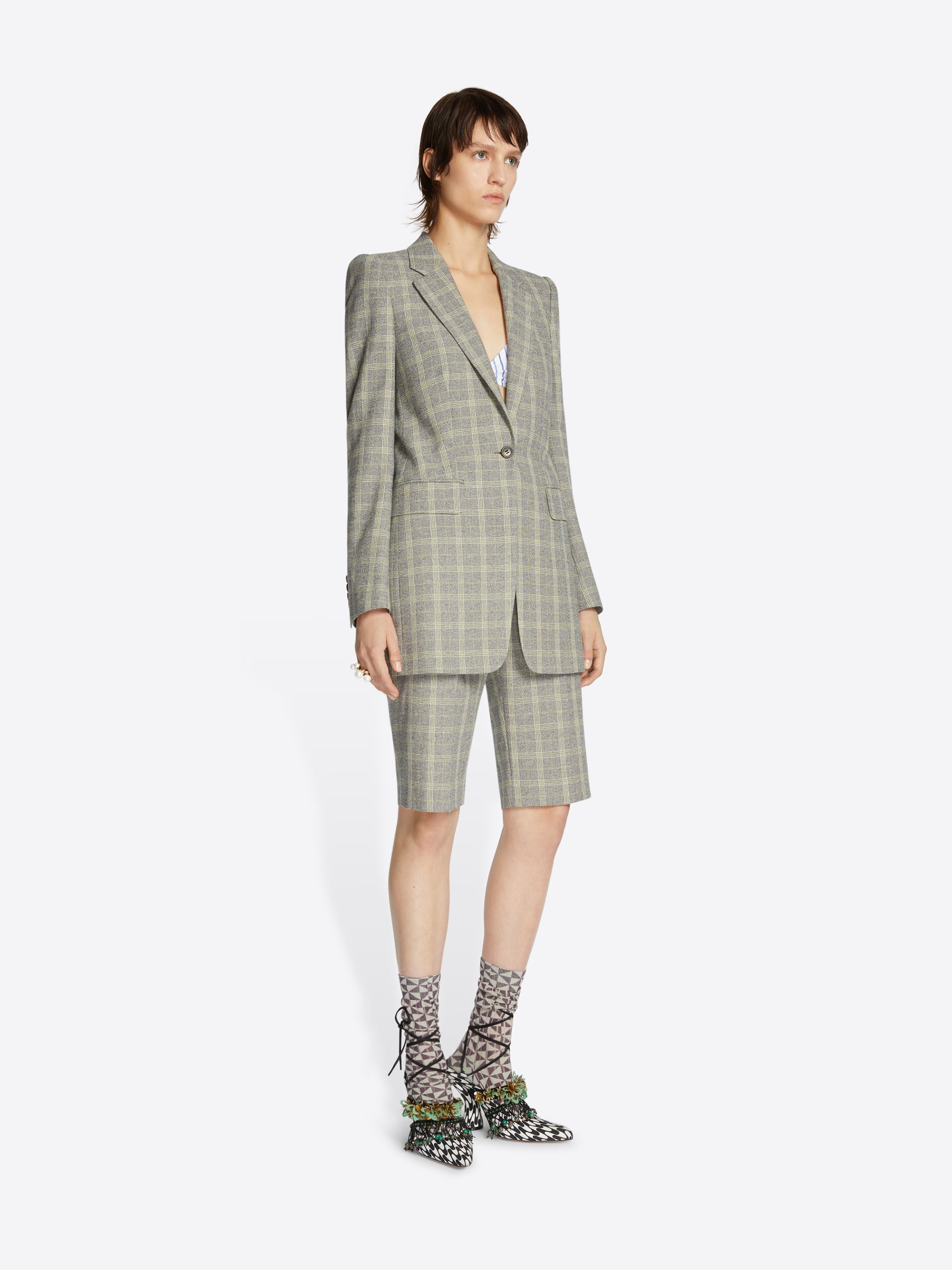 CHECKED FITTED BLAZER - 3