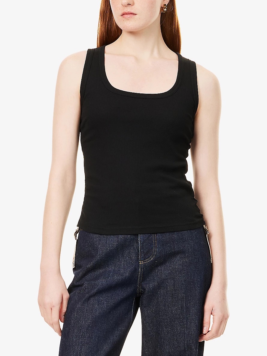 Festival Check-Trim Stretch-Cotton Vest Top - 3