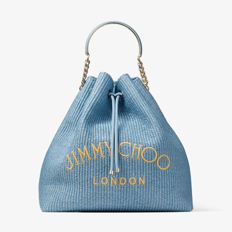 Bon Bon Bucket Maxi
Smoky Blue Raffia and Smooth Leather Bucket Bag 1