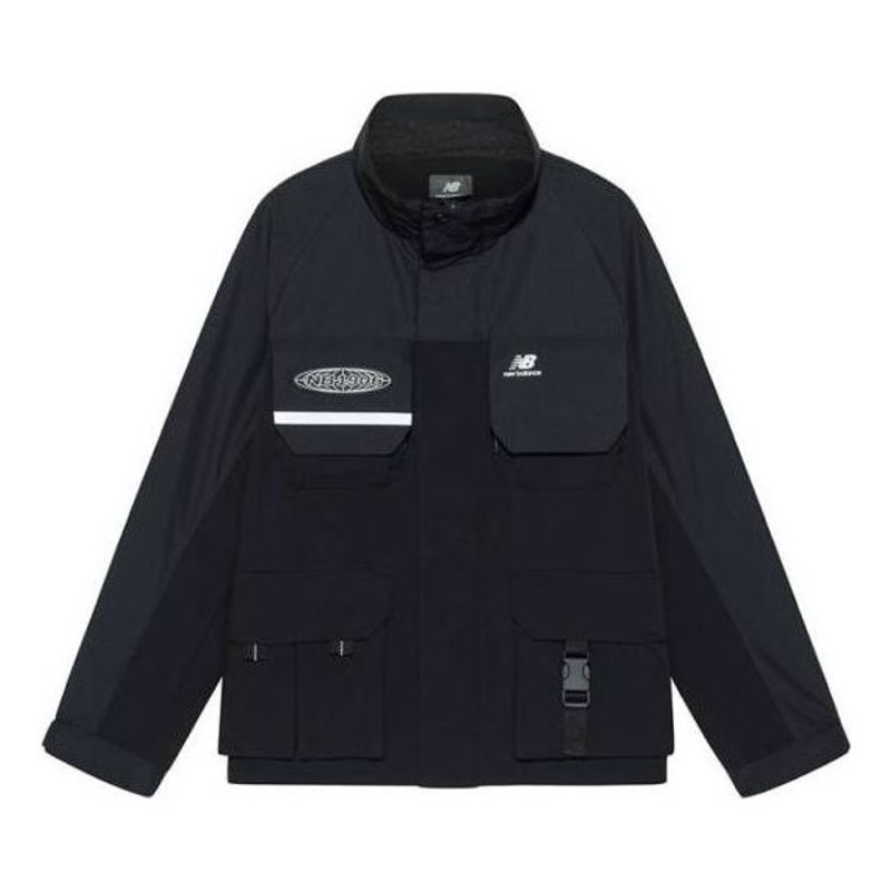 New Balance Windproof Hooded Cargo Jacket 'Black' NAA3N011-BK - 1