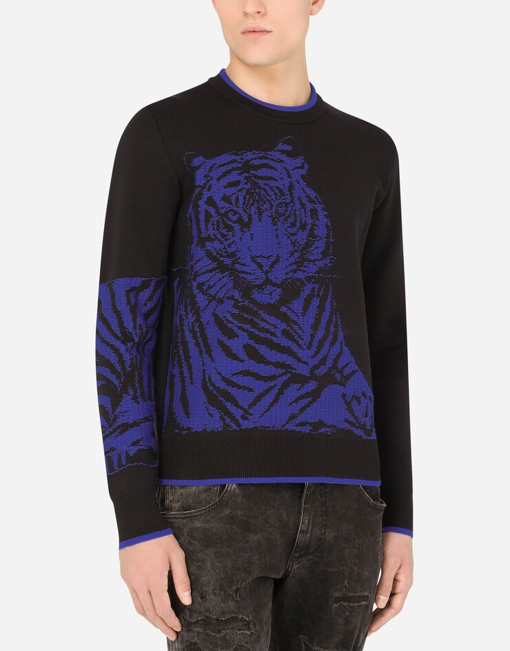 Round-neck tiger-design jacquard sweater - 4