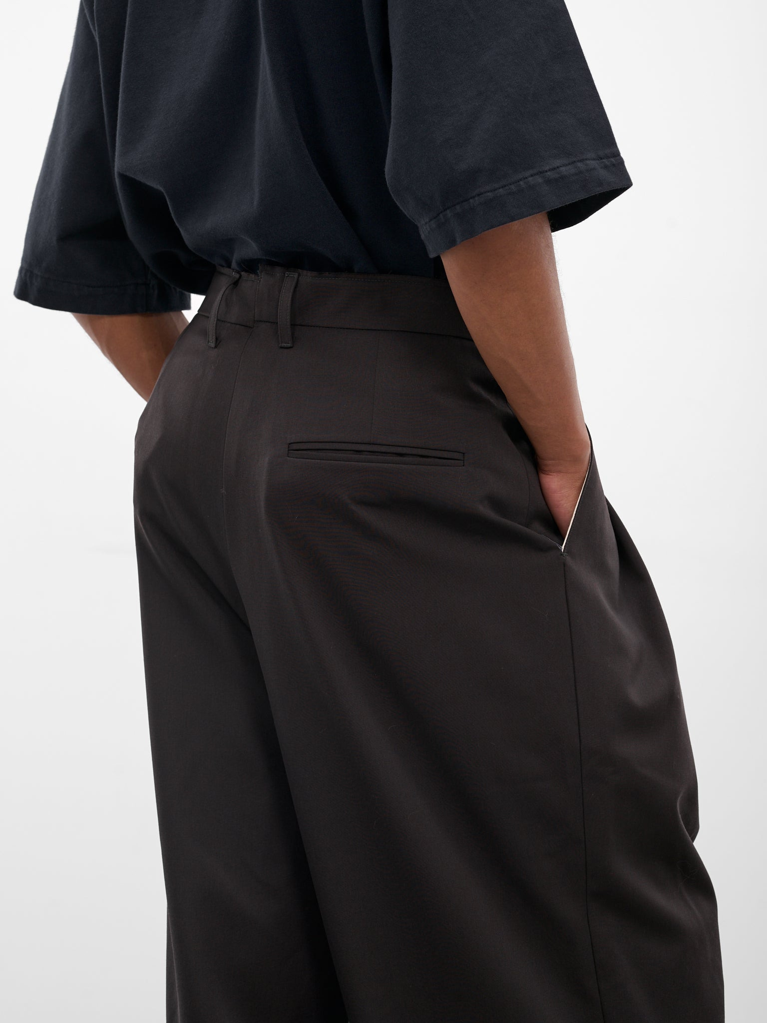 Black Baggy Wool Suit Pants - 5