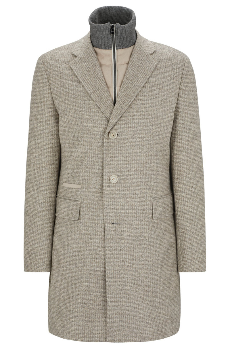 SLIM-FIT COAT IN WOOL BLEND WITH ZIP-UP INNER 1