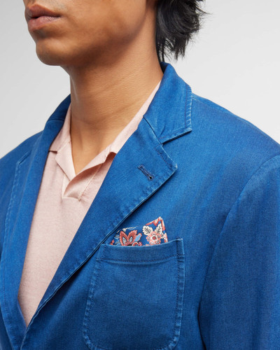 Canali Men's Soft Denim Blazer with Patch Pockets outlook
