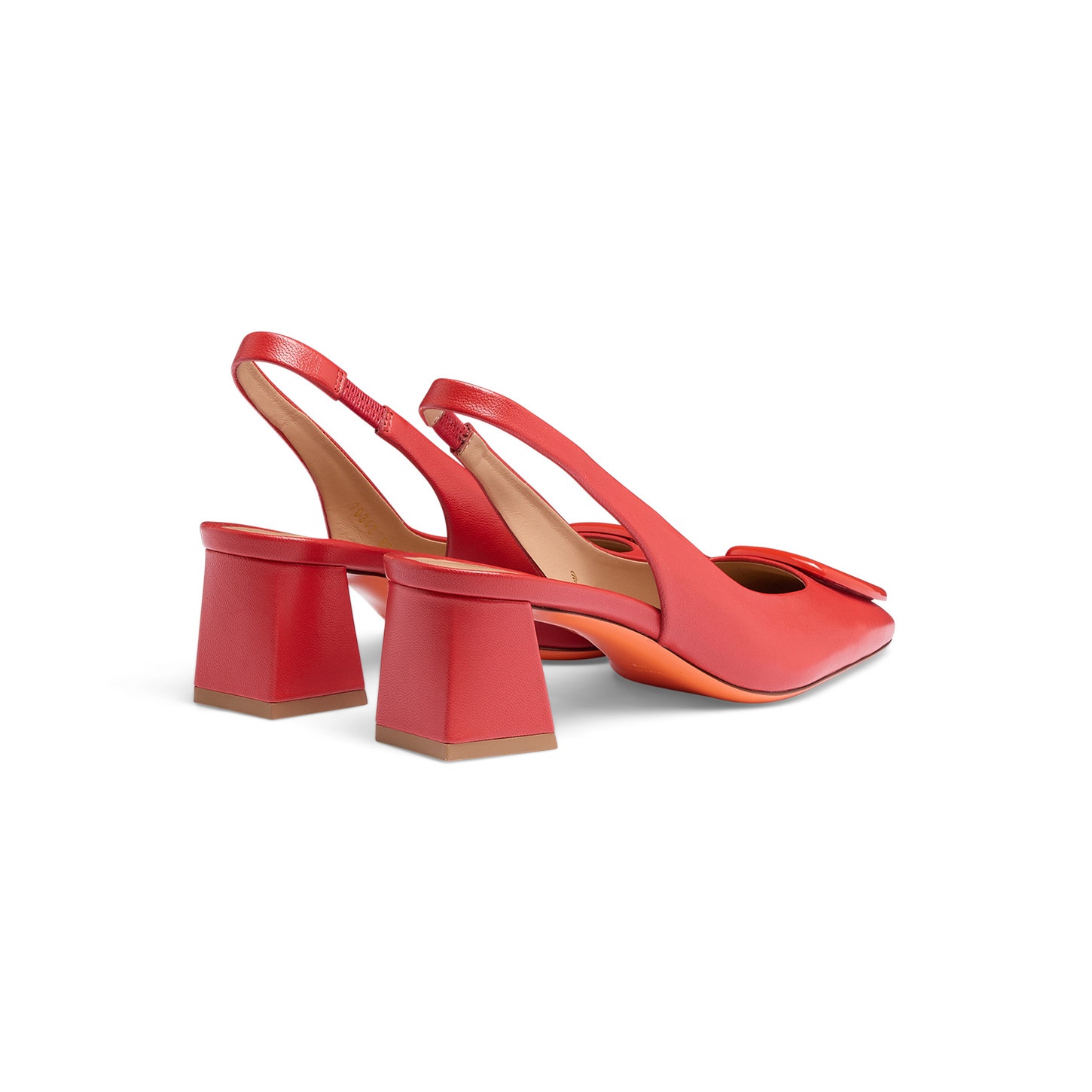 Women's red leather mid-heel slingback - 5