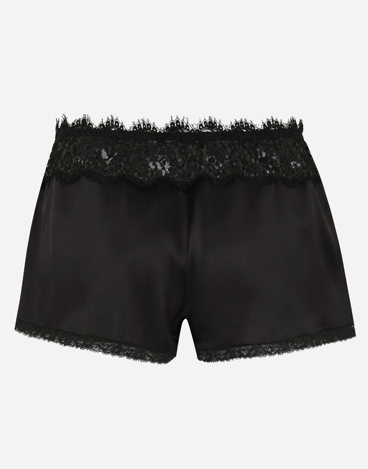 Satin lingerie shorts with lace details - 2
