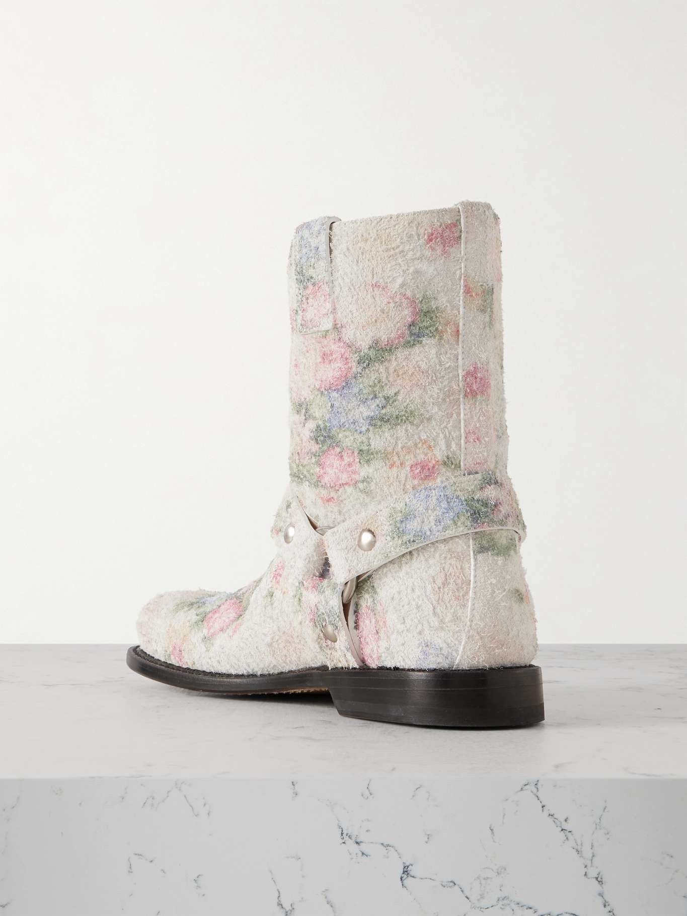 Campo floral-print brushed-suede ankle boots - 3