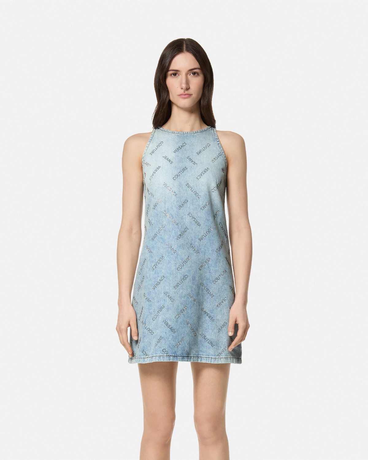 Studded Logo Denim Mini Dress - 4