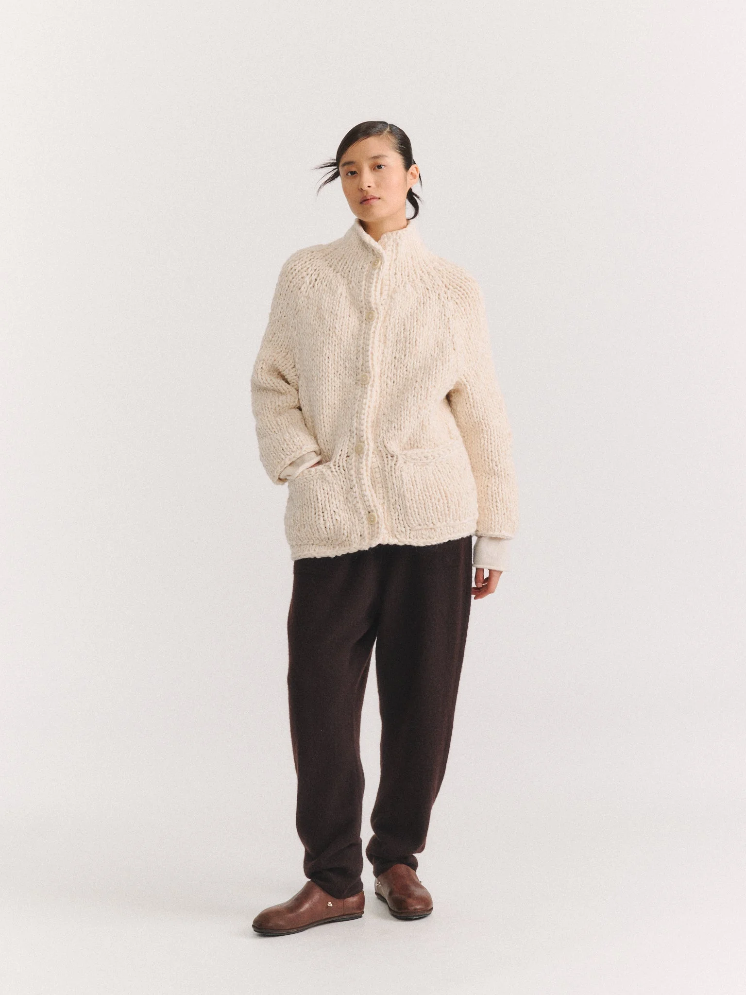 CAMILLE CARDIGAN -SOFTY MARLED - ECRU/ECRU - 1