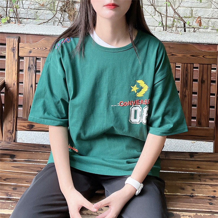 Converse Put-a-Smile-On-Your-Face Logo T-Shirt 'Green' 10024879-A03 - 3