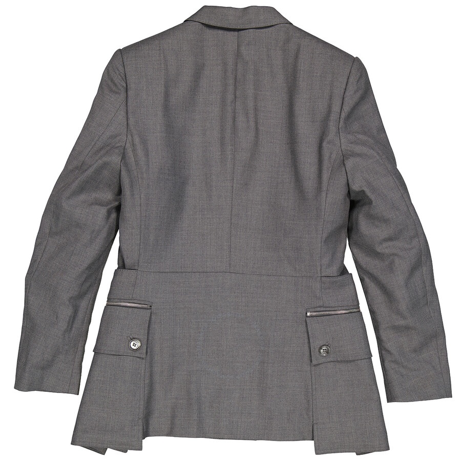 Burberry Charcoal Grey English Fit Wool Tailored Jacket With Cargo Belt Detail - 2