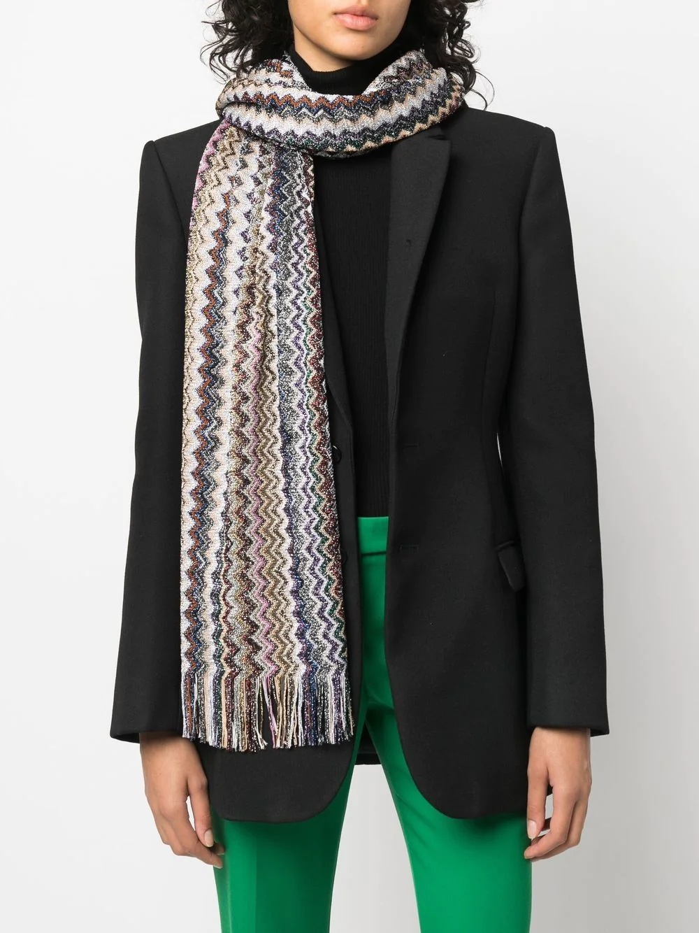 zigzag-pattern scarf - 2