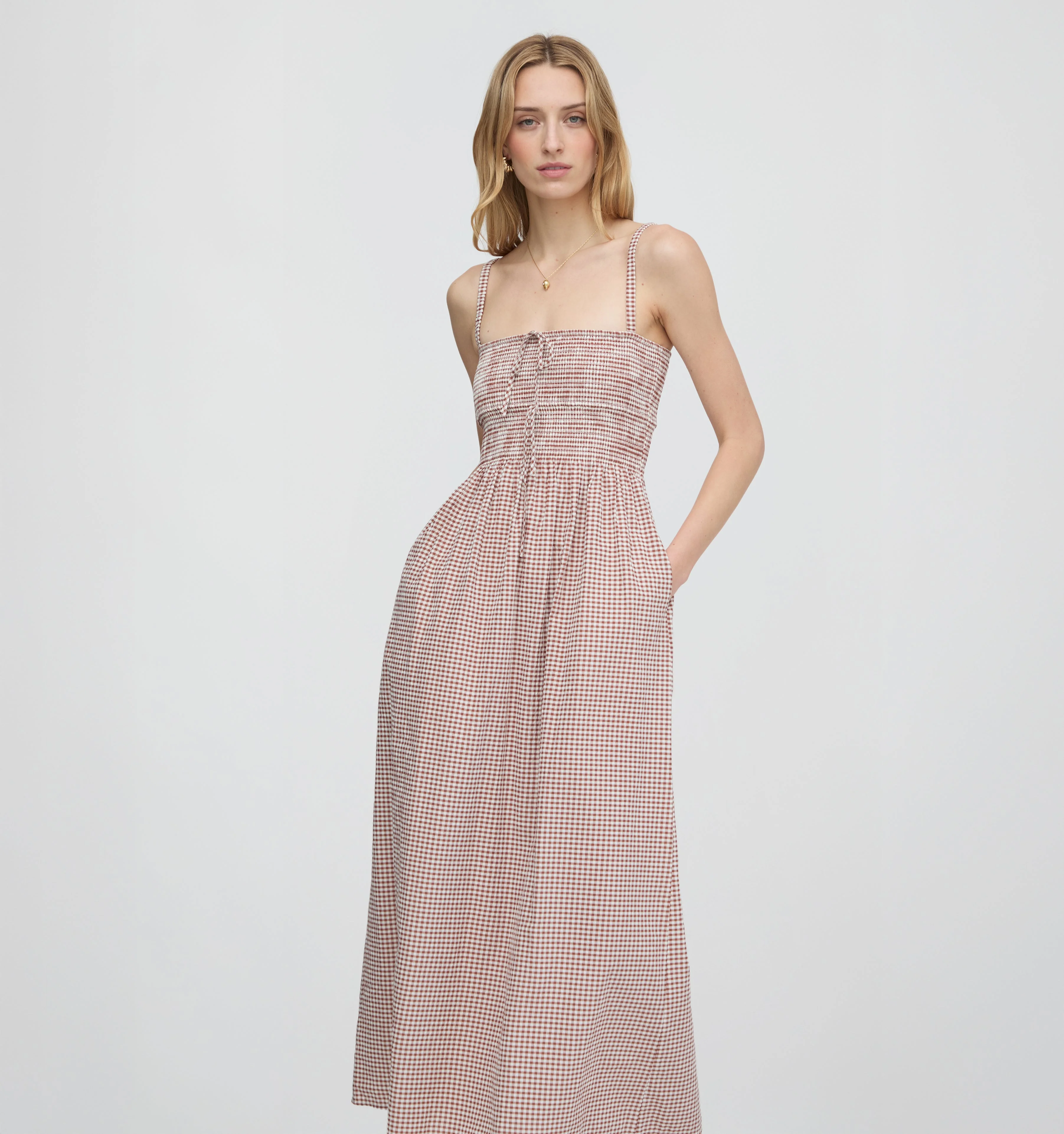 The Larissa Nap Dress - Cognac Gingham - 1