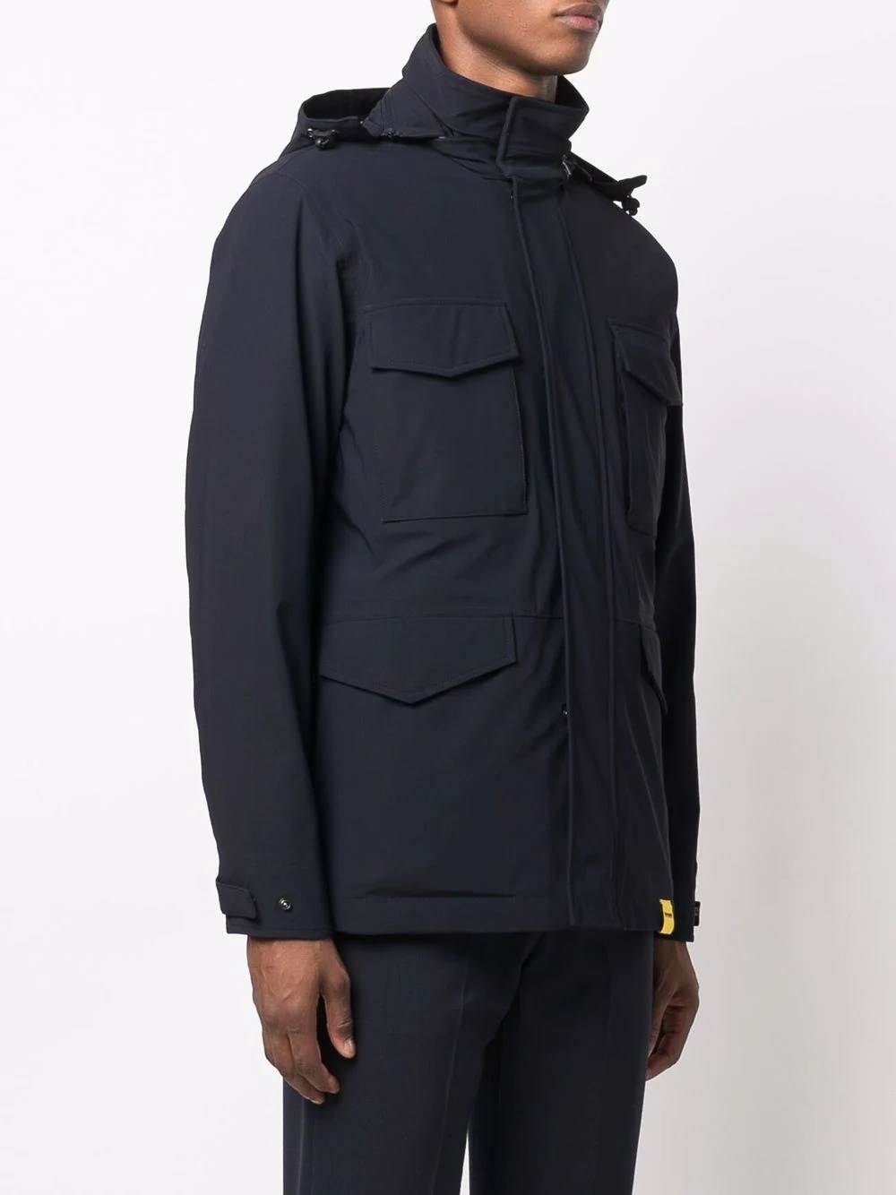 funnel neck zip-up coat - 3