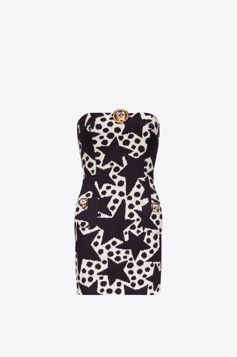CRYSTAL MEDALLION STRAPLESS MINI DRESS - 1