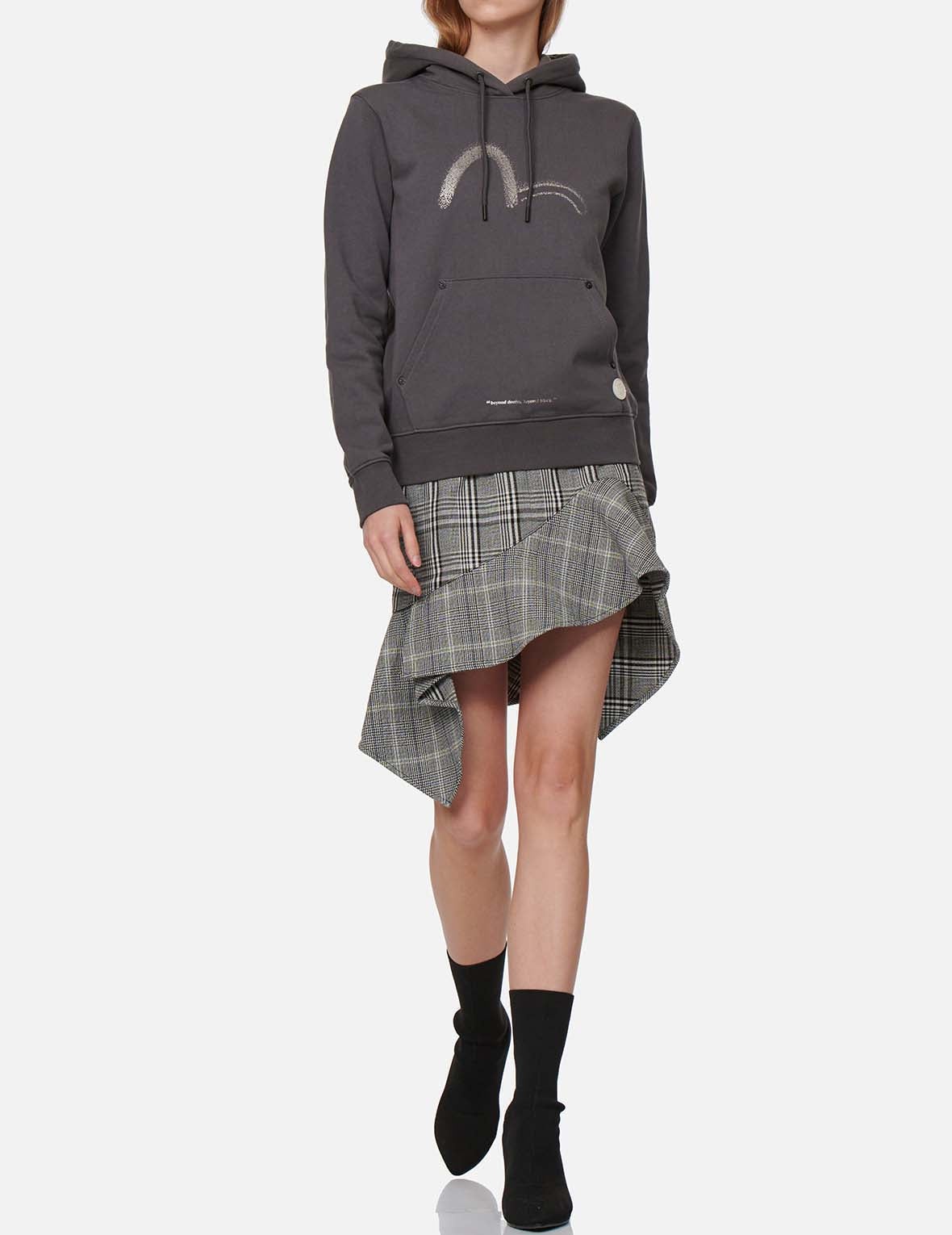 Asymmetric Ruffle Mixed Plaid Skirt - 5