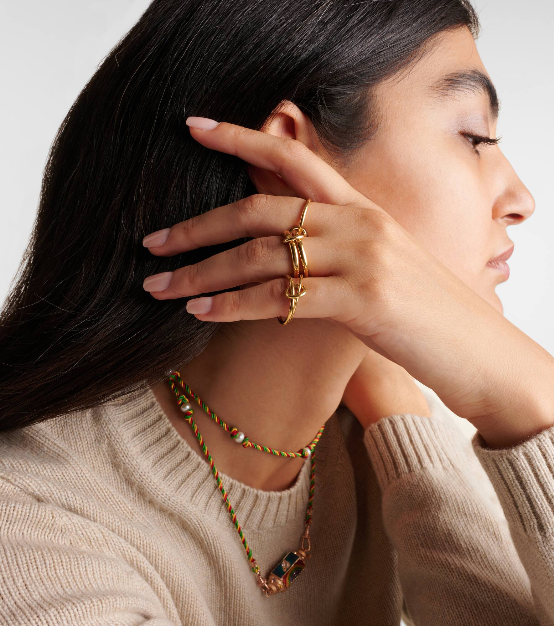 Aquarius 18kt gold linked rings - 3