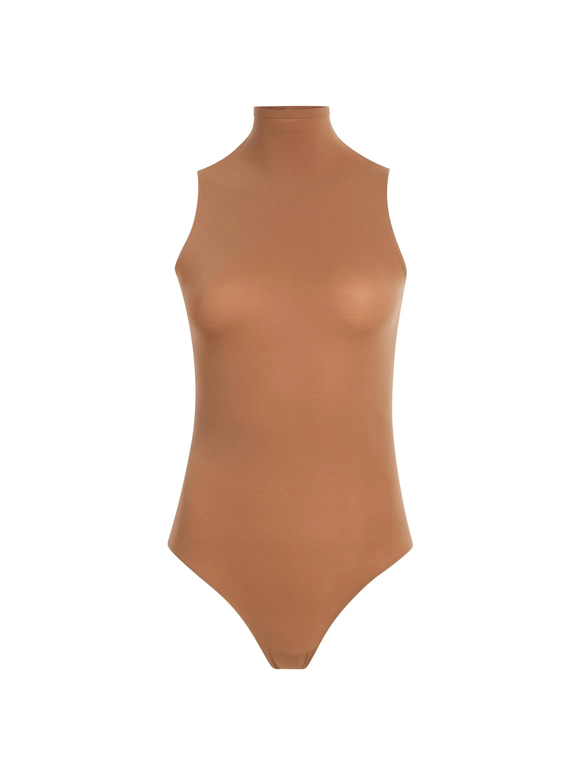 Women's Ballet Mockneck Sleeveless Bodysuit - Cocoa - 1