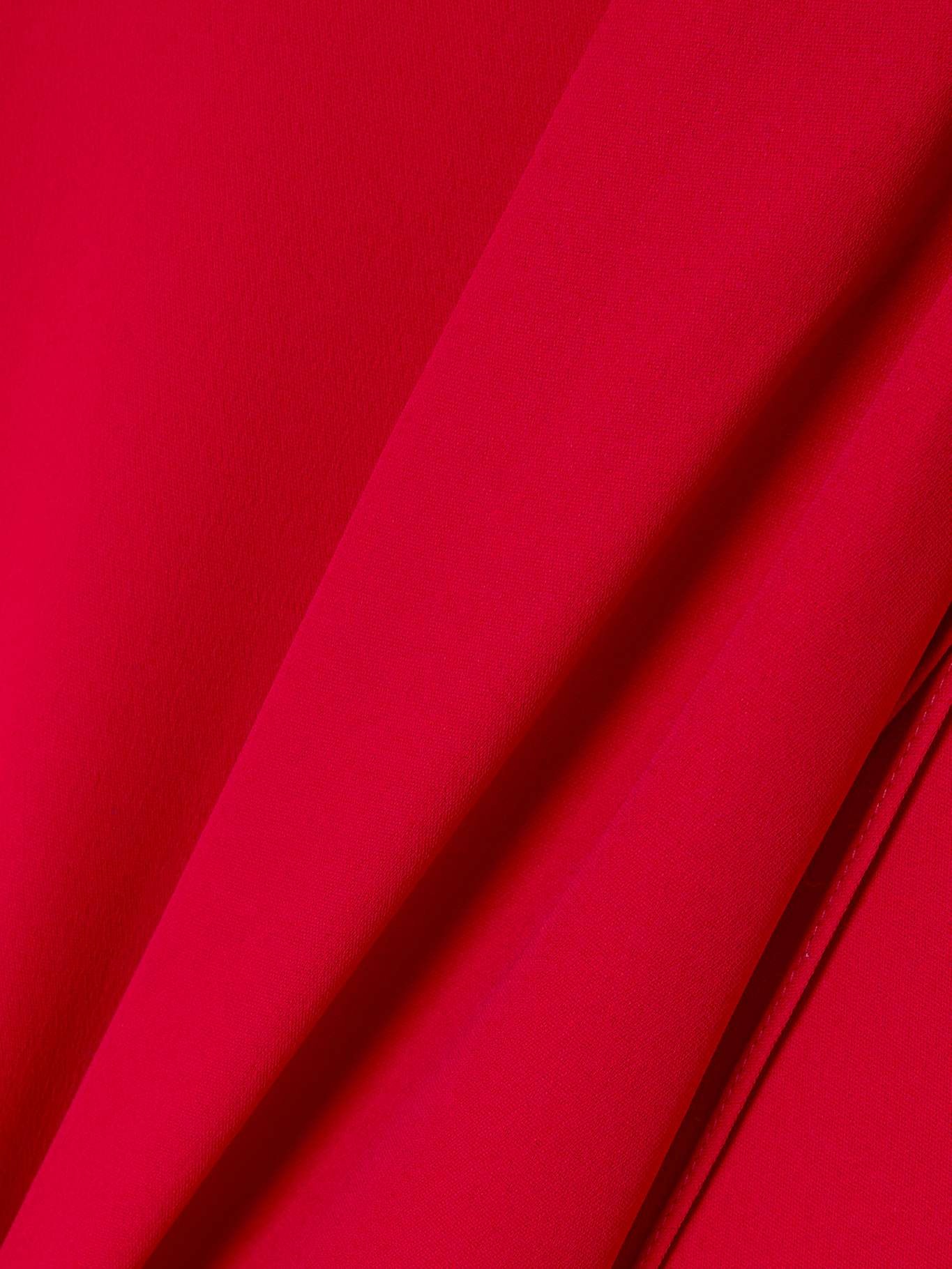 Tie-neck feather-trimmed silk-crepe gown Red - 4