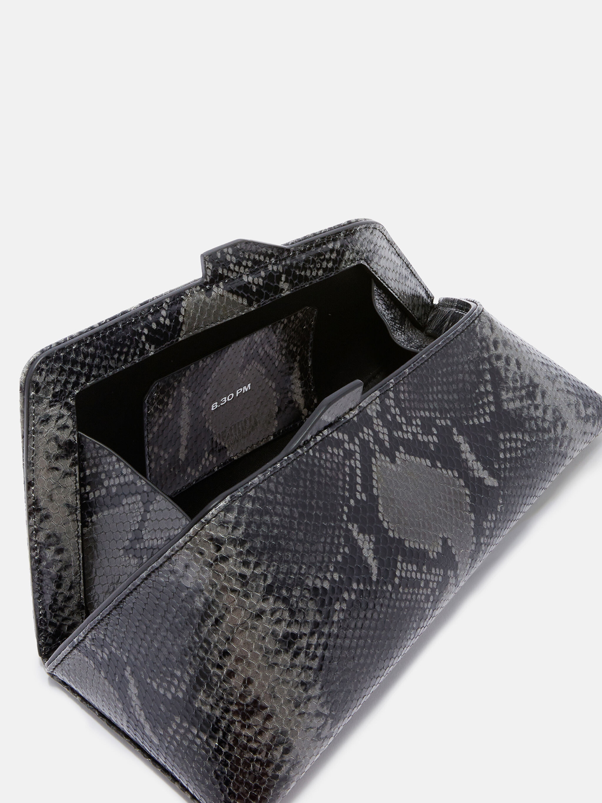 ''8.30 PM'' BLACK AND GREY OVERSIZED CLUTCH - 4