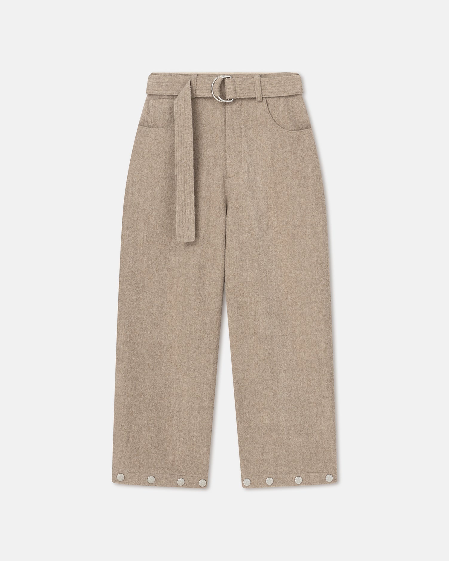 Studded Slub-Wool Pants - 1