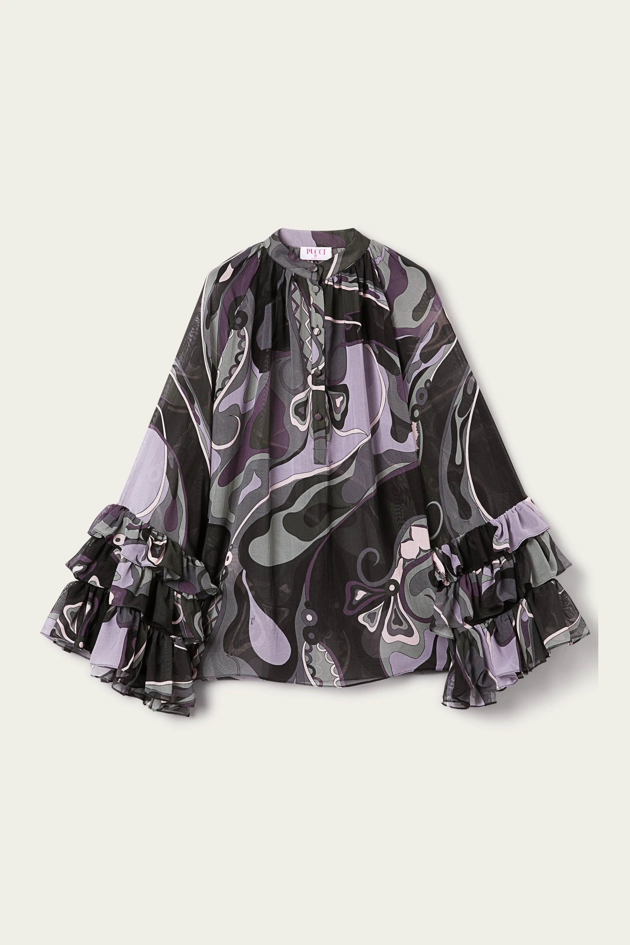 ORCHIDEE PRINT SILK BLOUSE - 1