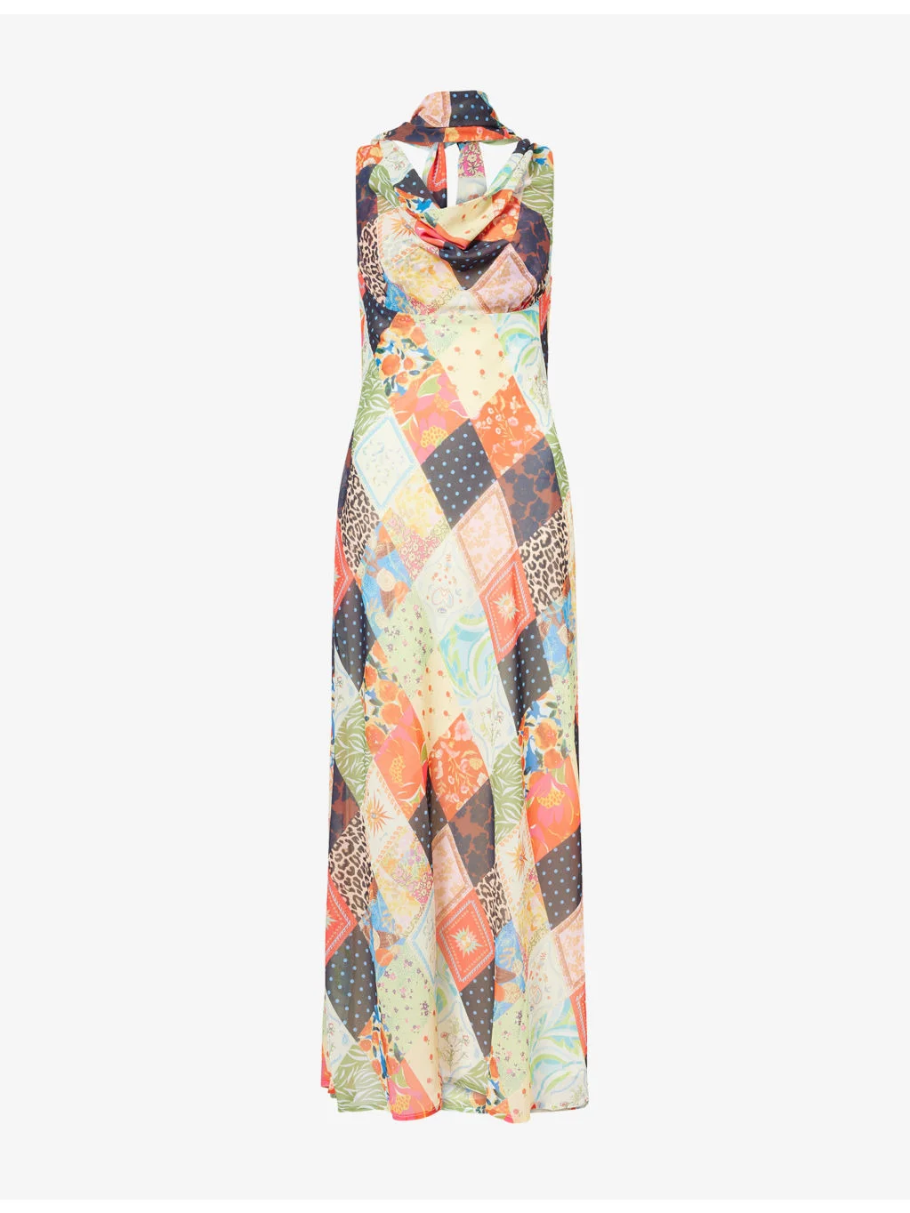 Sophie Cowl-Neck Woven Maxi Dress - 1