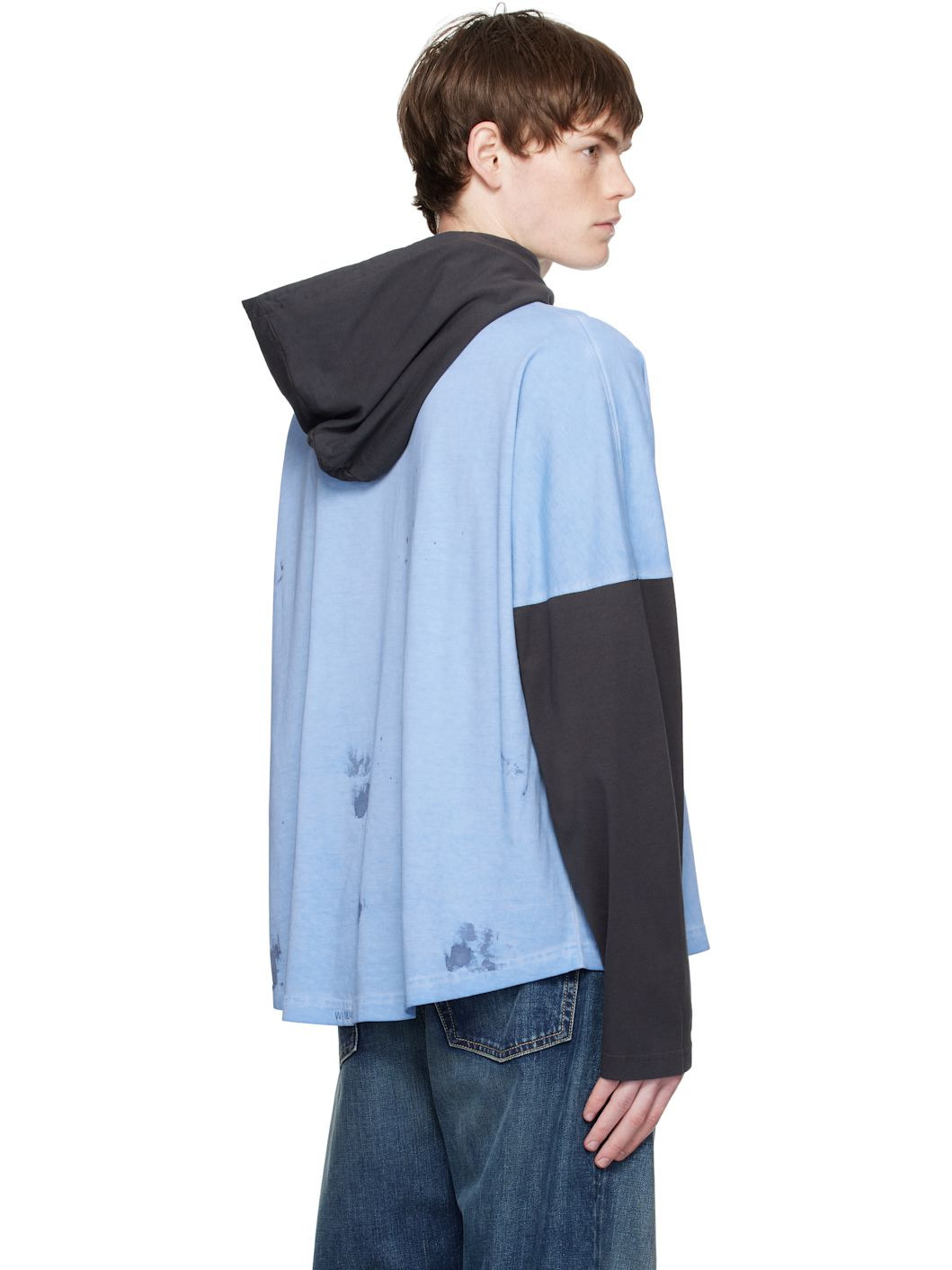 Blue Painted Long-Sleeved Hoodie - 3