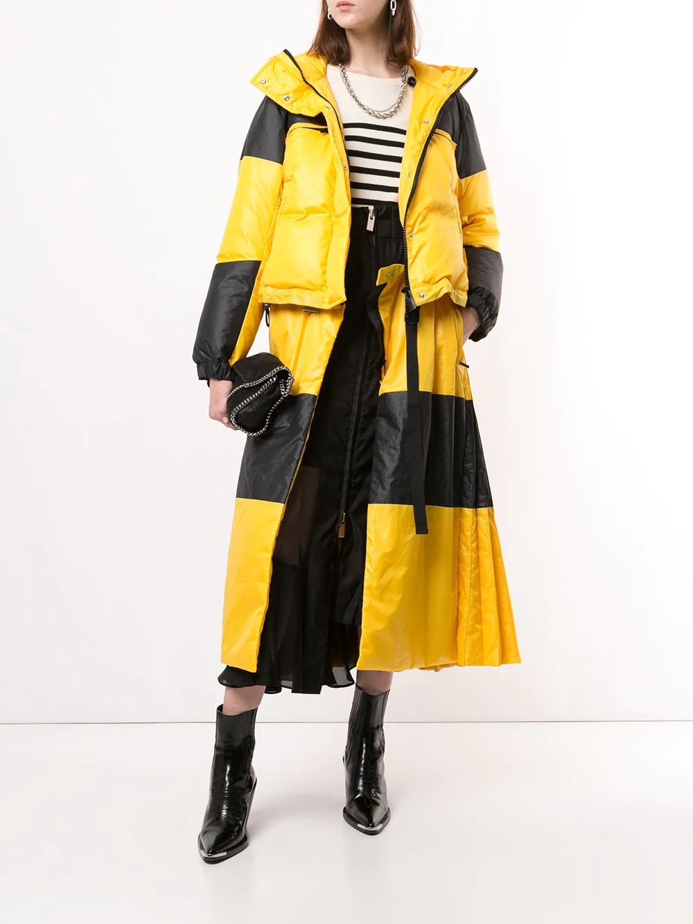 colour block puffer jacket - 2