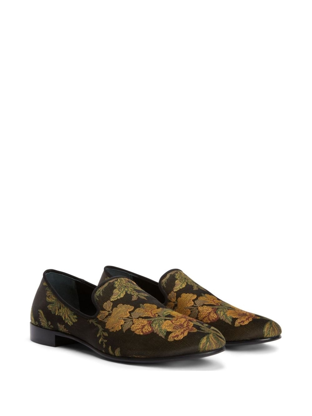 floral-embroidered slip-on loafers - 2