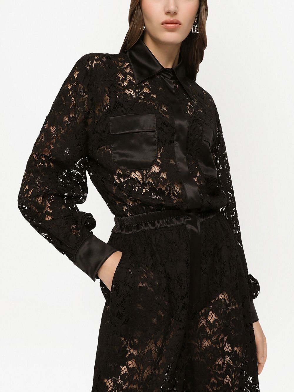 Lace long shirt jumpsuit - 2