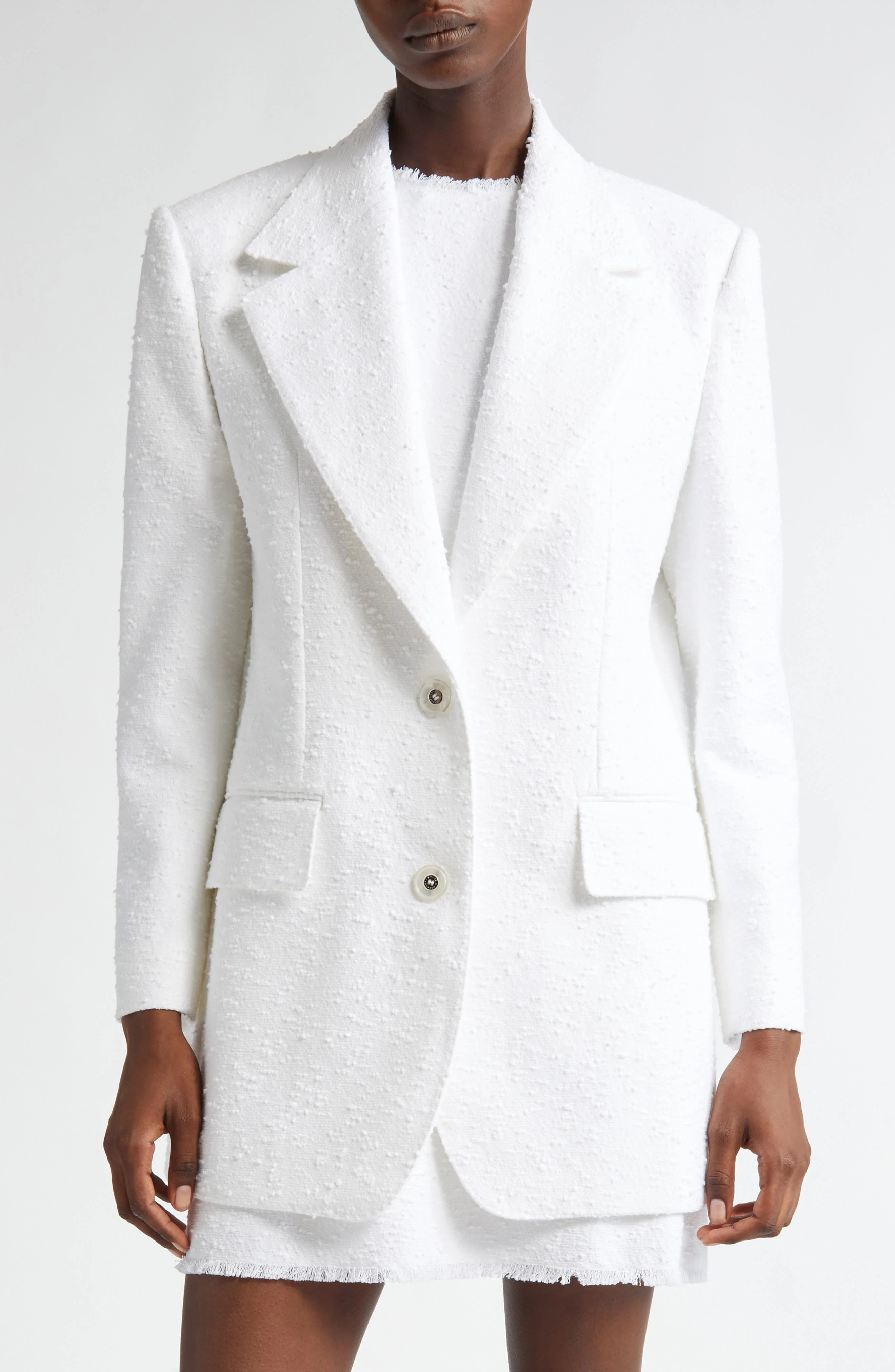 Dolce&Gabbana Single Breasted Raschel Tweed Blazer in Bianco Ottico at Nordstrom - 1